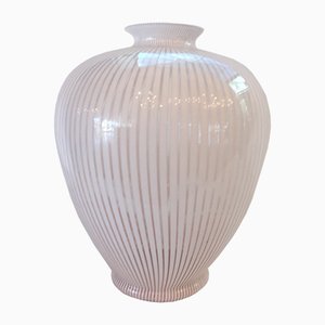 Vase Amphora en Verre de Murano Blanc et Rose de Franco Valmarana, 1970s