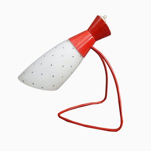 Red Metal & White Glass 1621 Table Lamp by Josef Hurka for Napako, 1960s