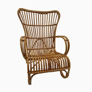 Rattan & Bamboo Lounge Chair, 1950s