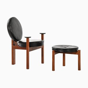 Danish Easy Chair with Stool by Bent Møller Jepsen for Sitamo Møbler, Set of 2