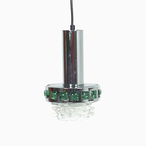 Green Chromium Pendant Lamp, 1970s
