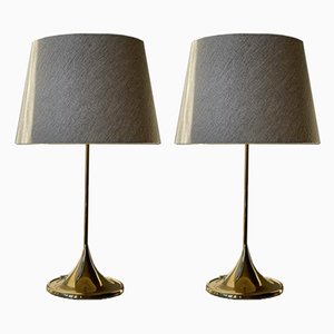 Large Model B-024 Brass Table Lamps from Bergboms, 1960s, Set of 2
