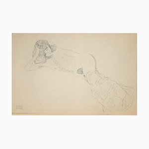 (dopo) Gustav Klimt - Nudo di donna con trecce - Collotipo - 1919