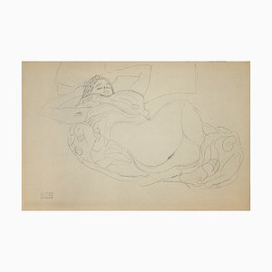 (nachher) Gustav Klimt - Liegender Weiblicher Akt - Collotypie Druck - 1919