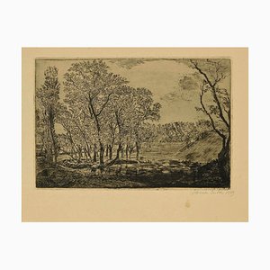 James Ensor - La Mare Aux Poplars - Etching - 1889