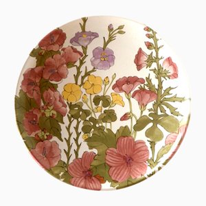 Floraler italienischer Teller aus Keramik von Ernestine Salerno, 1950er