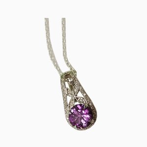 Amethyst Pendant in White Gold and Diamond