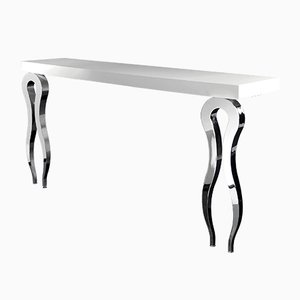 High Wood and Steel Silhouette Console Table With 2 Legs by VGnewtrend