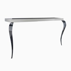 High Wood and Steel Luigi Console Table With 2 Legs by VGnewtrend