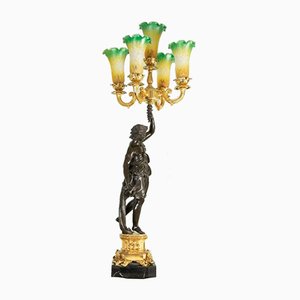 Theophorus to 5 Leuchten in achteckiger Glaslampe, Bronze, 1800er