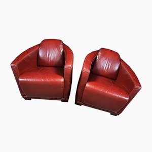 Vintage Red Leather Rocket Chair Armchair by Timothy Oultons