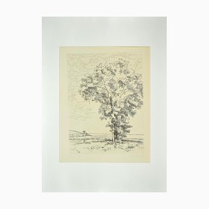 Andre Roland Brudieux, The Tree On the Sea, Etching, Mid-20th Century