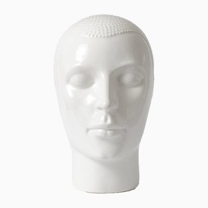 White Glazed Earthenware Head from Royal Delft, 1970s