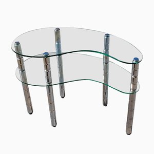 Italian Glass & Chromed Metal Shelf, 1960s