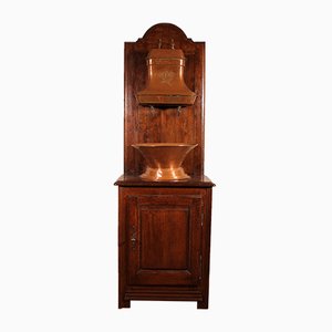 Antique French Oak & Copper Washstand, 1800s