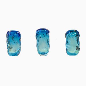 Blaue Glas Vasen von Jan Beranek für Skrdlovice, 1960er, 3er Set