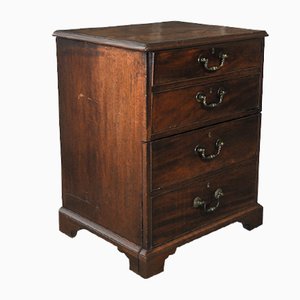Antique English George III Mahogany Chest with Brass Drop Handles, Fall Front & Under Drawer, 1700s
