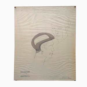 "Helmeted man 4" Zeichnung für die NASA - Raymond Loewy und William Snaith 1969