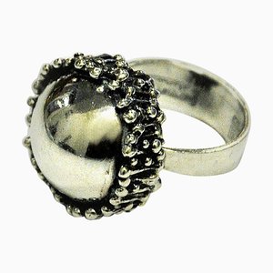 Vintage Convex-Shaped Silver Ring by Erik Granit, Finland, 1971