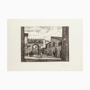 Giuseppe Malandrino, Rome, Porta Settimiana, Etching, años 70