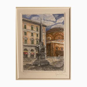 Giuseppe Malandrino, Piazza Della Minerva, Rome, Etching, 1970s