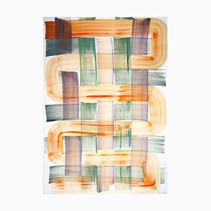 Natalia Roman, Green and Orange Cross Pattern, Acrylic on Paper, 2020