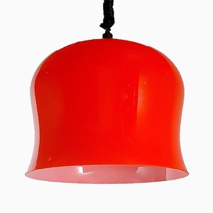 Vintage Red Glass Pendant Lamp, Italy, 1960s