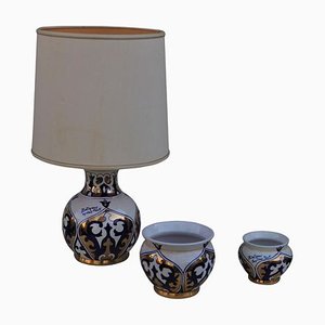 Lampada da tavolo e vasi di Battignani, anni '70, set di 3