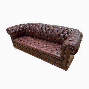 Ochsenblut Leder Chesterfield Handgefärbtes Sofa