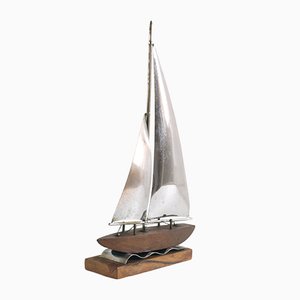 Walnut Ornament Sailboat Model, 1900s