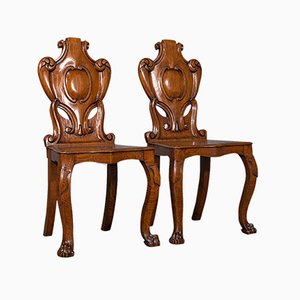 Antike Schottische Viktorianische Eichenholz Stühle, 1880, 2er Set