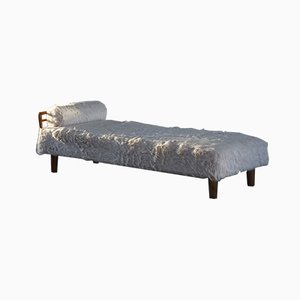 Danish Art Deco Daybed Reupholstered in Teddy Bear Wool, 1940s