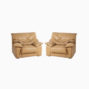 Fauteuils Vintage en Cuir Camel, Italie, Set de 2