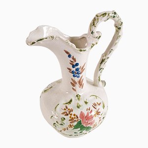 Antique Floral Hand-Decorated Ceramic Jug