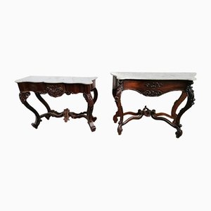 Antique Rosewood Console Tables, Set of 2