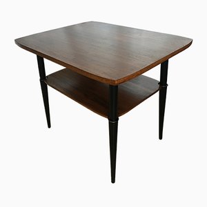 Art Deco Walnut Coffee Table with Shelf, 1970s
