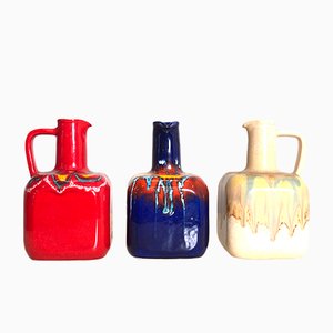 Italian Ceramic Flower Vases, 1970s, Set of 3