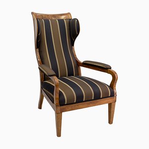 Fauteuil Ear / Wing Biedermeier du Début du 19ème Siècle en Noyer Massif