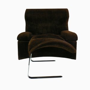 Vela Alta Lounge Chair with Curved Back and Foot Stool by Giovanni Offredi for Saporiti