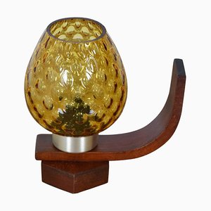 Lámpara de mesa Mid-Century de madera de Drevo Humpolec, años 60
