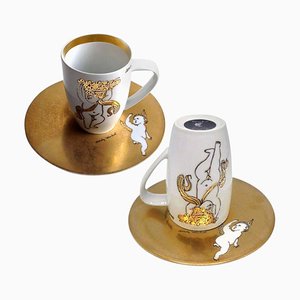 Rosenthal Andy Warhol Golden Angels Latte Macchiato Cup and Saucer, 1980s, Set of 2