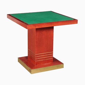 Tisch aus Gebeiztem Holz, Messing und Stoff, 1980er