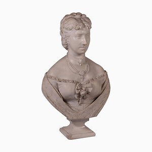 Frauenbüste aus weißem Carrara Marmor, Italien, 19. Jh.