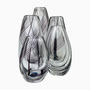 Mid-Century Kunstglas Vasen von Vicke Lindstrand für Kosta, 5er Set