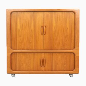 Danish Teak TV or Audio Cabinet with Tambour Doors from Dyrlund, 1960s