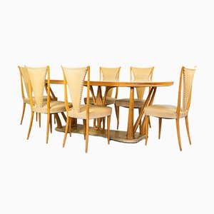 Set de Table de Salle à Manger & Chaises dans le Style de Vittorio Dassi, 1940s, Set de 7