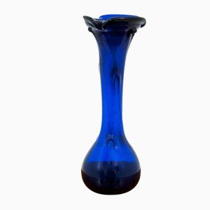 Vaso vintage blu marino di Ząbkowice Glass, Polonia, anni '60