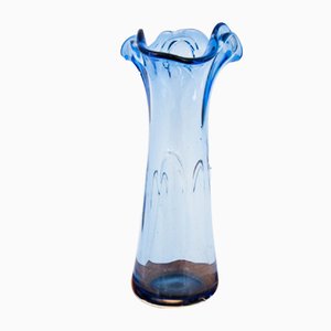 Vaso vintage blu di Ząbkowice Glass, Polonia, anni '60