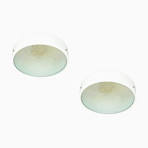 Italian Optical Convex Ceiling Lamps, 1950s, Set of 2