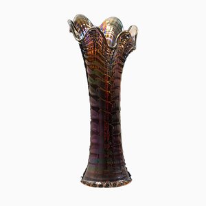 Vase Carnaval Décoratif Vintage en Verre, Angleterre, 1940s